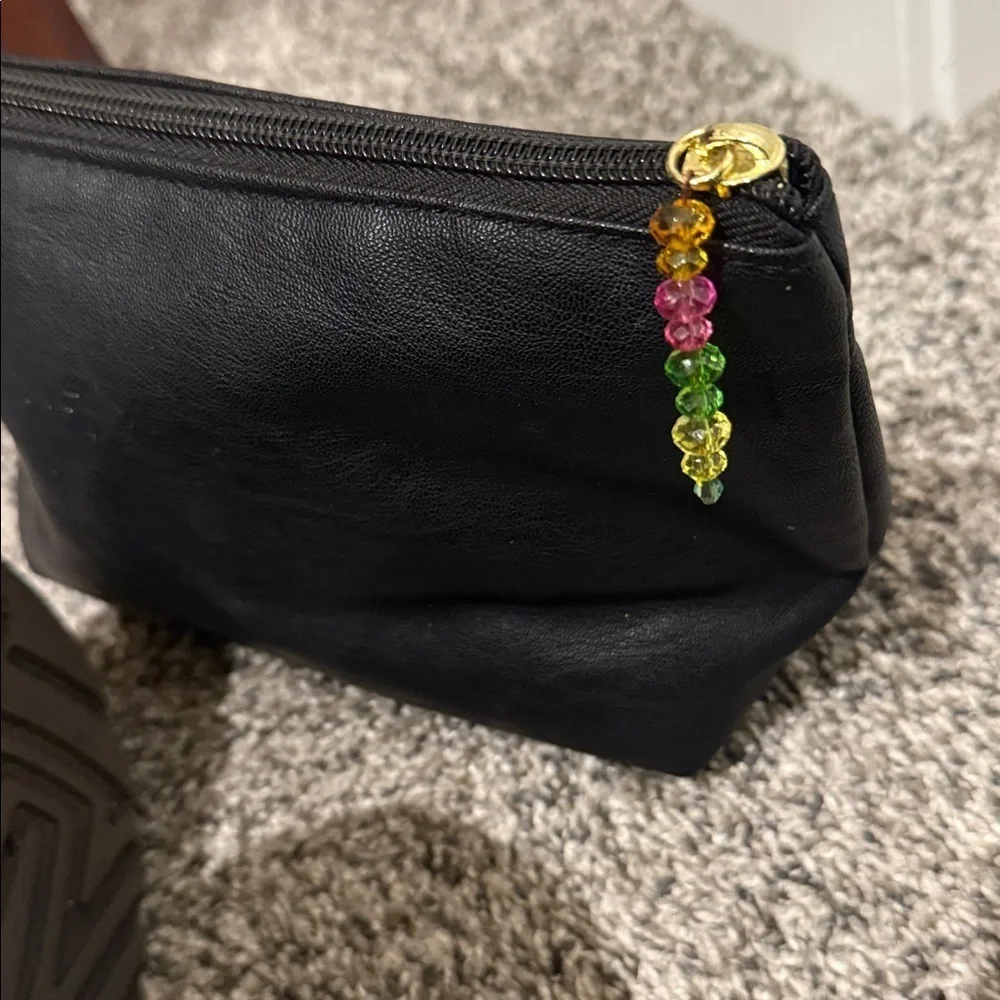 Black Vacay Clutch Betsey Johnson cosmetic case bag zipper pouch weekend purse